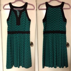 Green and black chevron dress